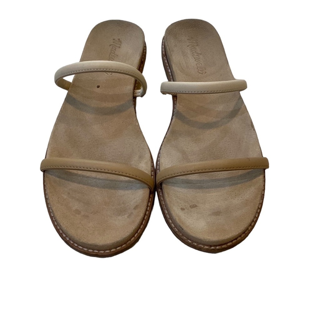 Madewell Paris Sandals Bare Leather Slides Tan Size 8 Imported Double-Strap